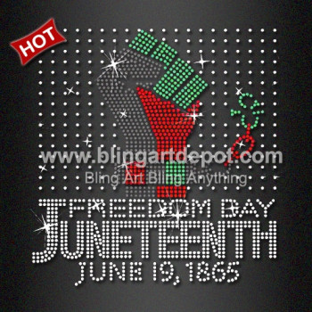 Beautiful Rhinestone Applique JUNETEENTH Heat Transfers for T Shirt